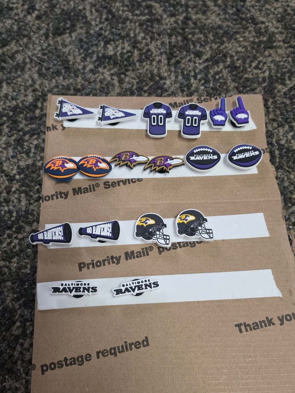 Baltimore Ravens Football Shoe Charms Set Of 16